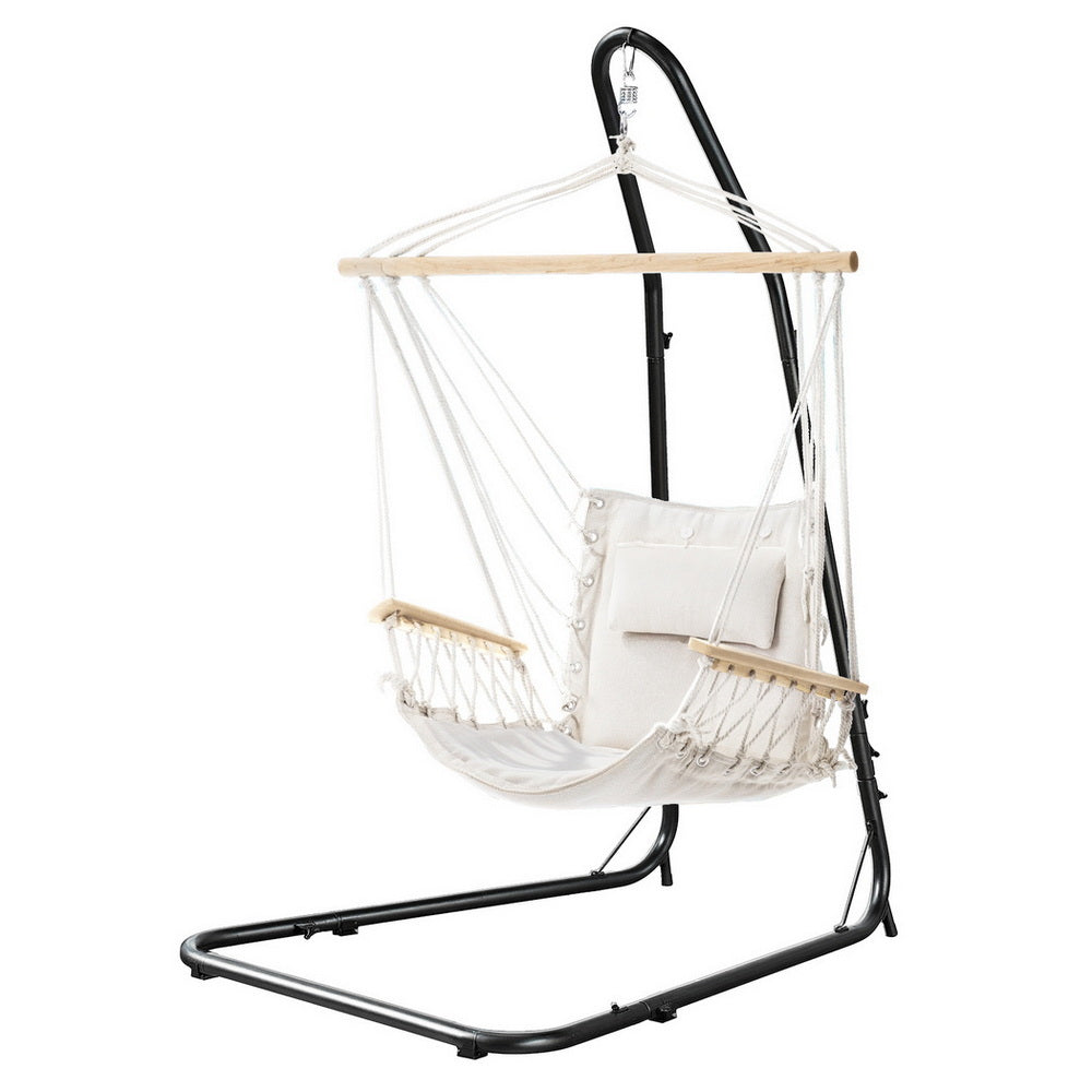 Gardeon Hammock Chair with Heavy Duty Steel Stand-2