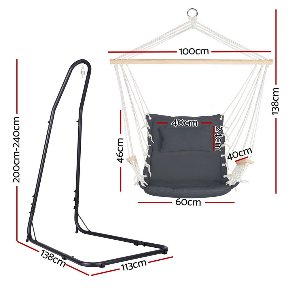 Gardeon Hammock Chair with Heavy Duty Steel Stand-1