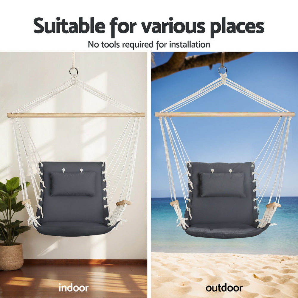 Gardeon Hammock Chair with Heavy Duty Steel Stand-3