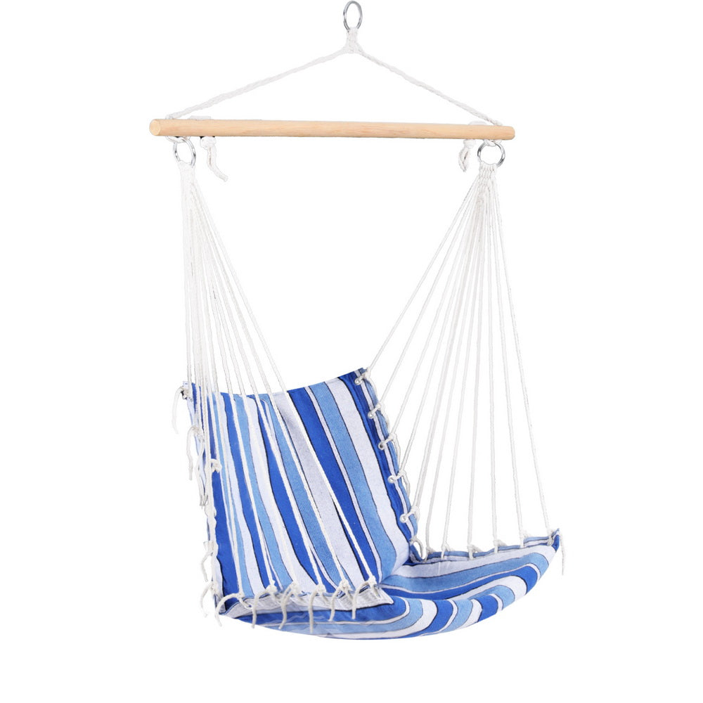 Gardeon Hammock Chair Swing Camping Blue-2