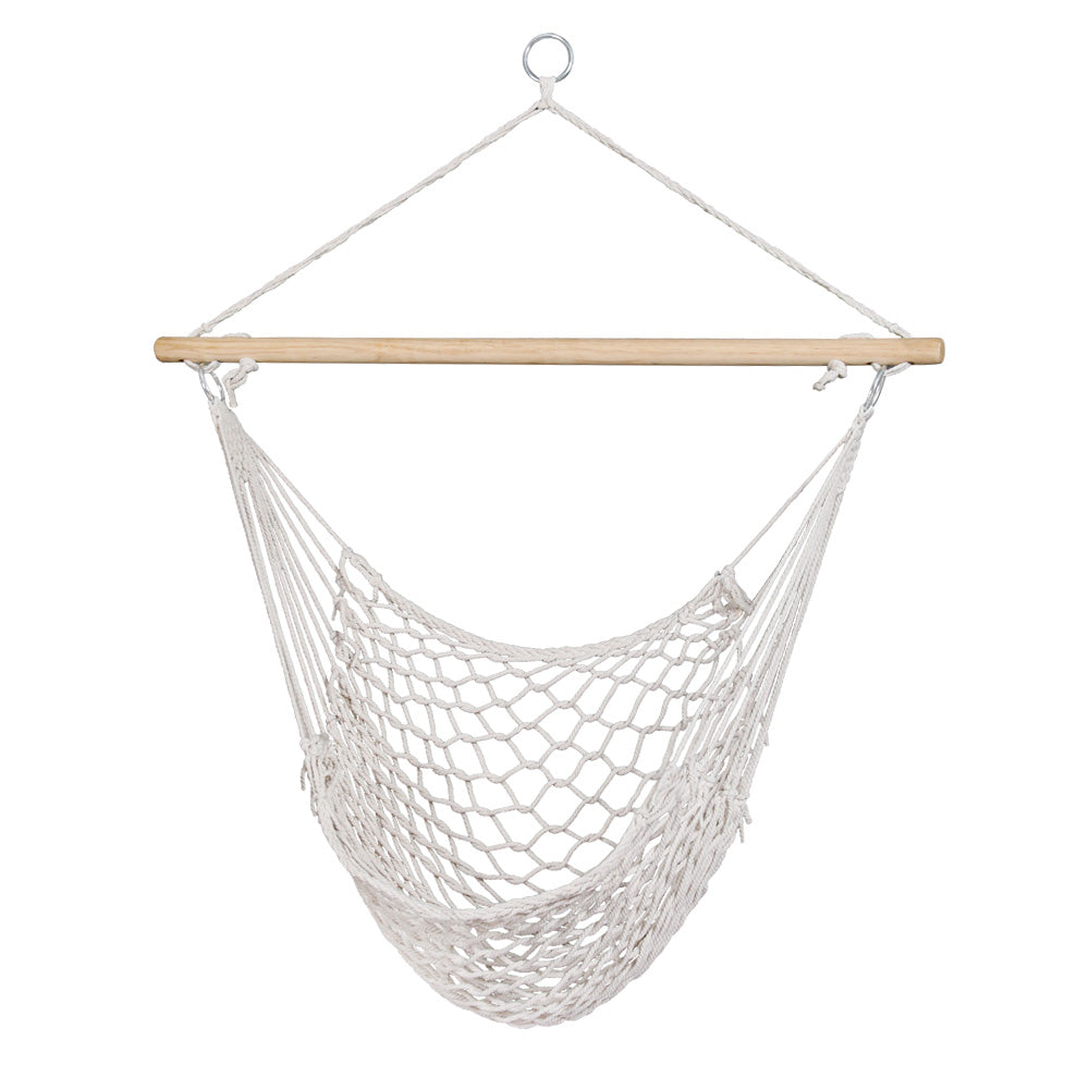 Gardeon Hammock Chair Outdoor Hanging Camping Mesh Indoor Cream-0