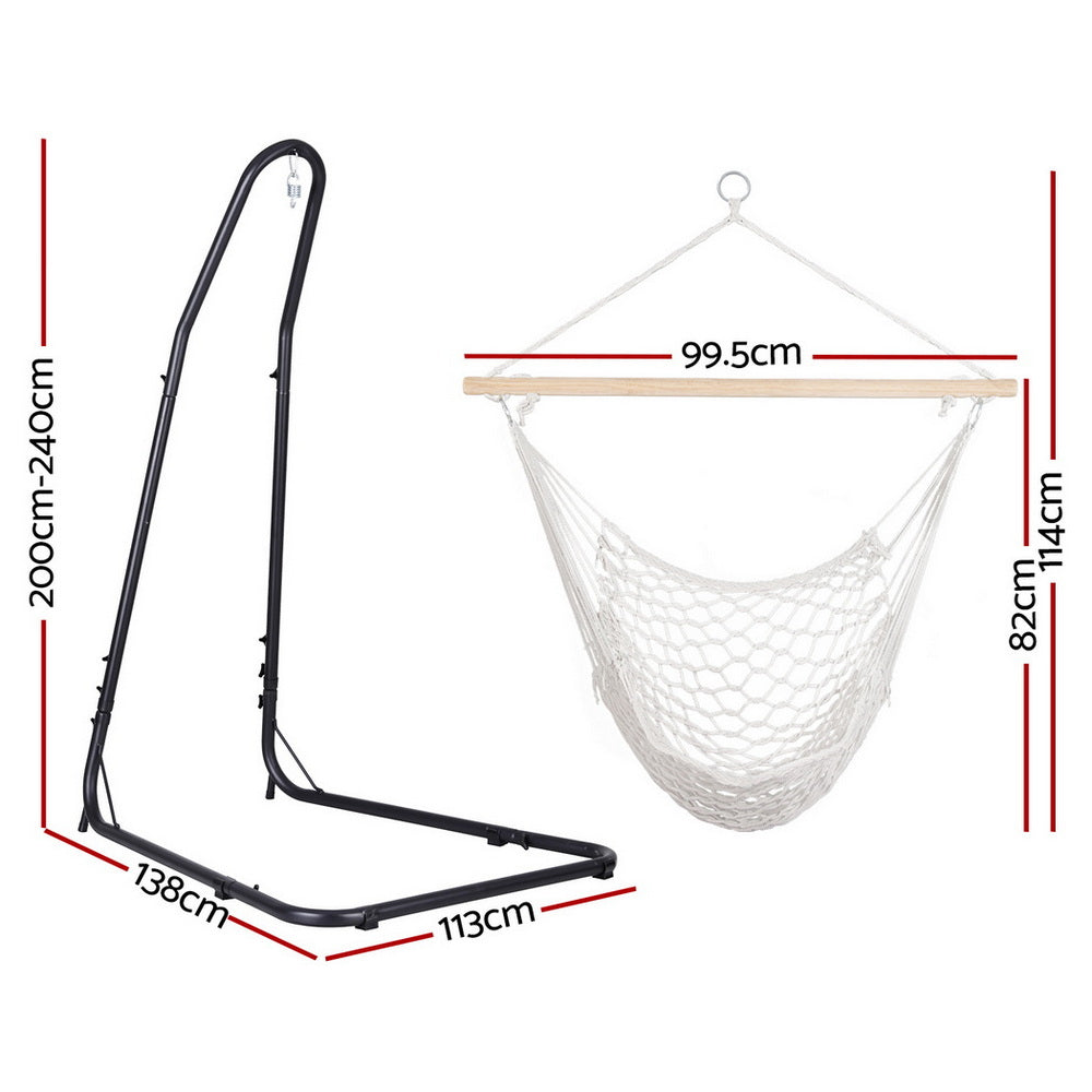 Gardeon Hammock Hanging Chair with Heavy Duty Steel Stand-1