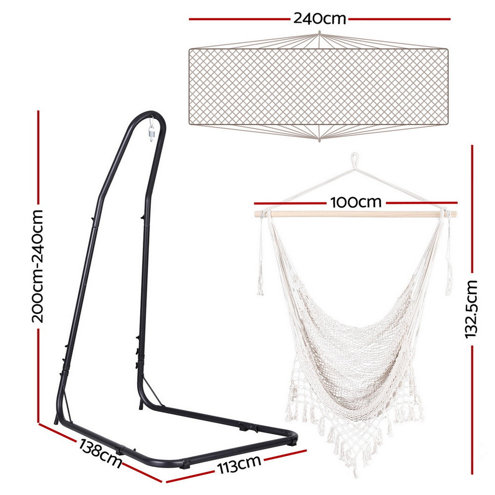 Gardeon Hammock Hanging Chair with Heavy Duty Steel Stand-1