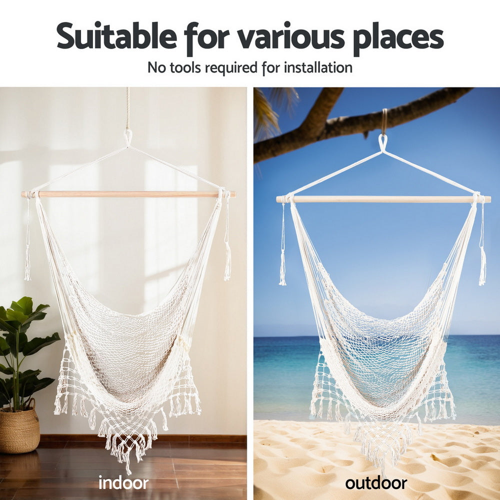 Gardeon Hammock Hanging Chair with Heavy Duty Steel Stand-3