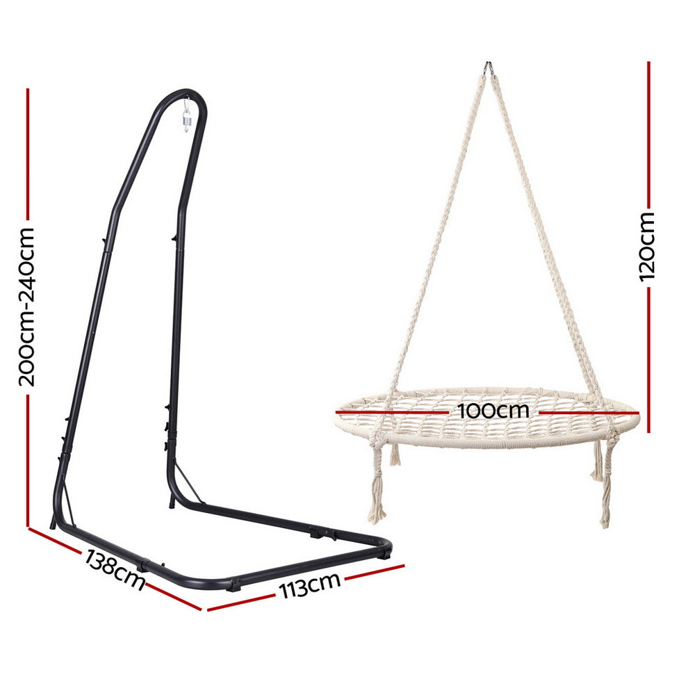 Gardeon Hammock Hanging Chair with Steel Stand-1