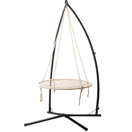 Gardeon Hammock Chair Nest Web Outdoor Swing with Steel Stand 100cm-0