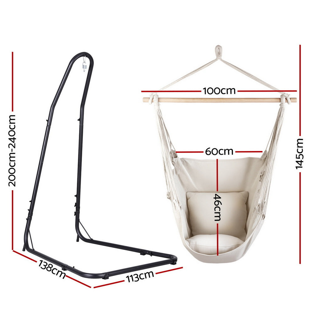 Gardeon Hammock Chair with Heavy Duty Steel Stand-1