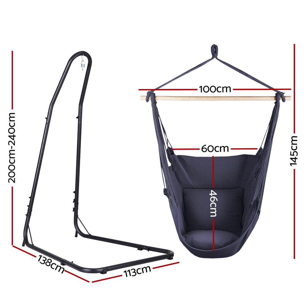 Gardeon Hammock Chair with Heavy Duty Steel Stand-1