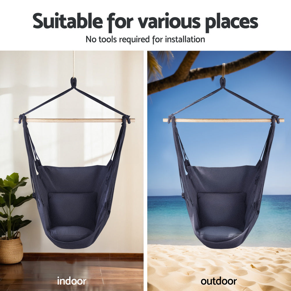 Gardeon Hammock Chair with Heavy Duty Steel Stand-3