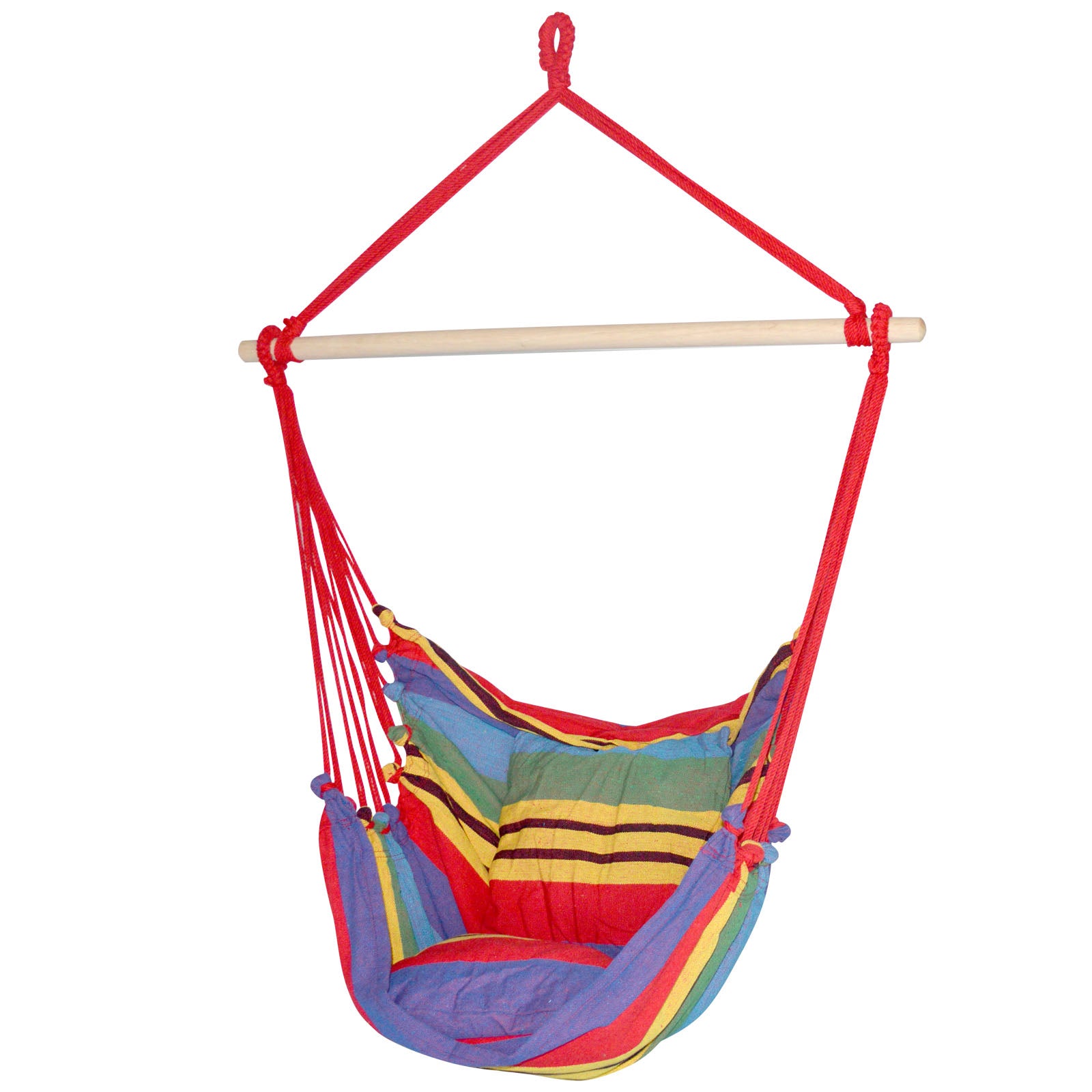 Gardeon Hammock Chair Outdoor Camping Hanging Hammocks Cushion Pillow Rainbow-0