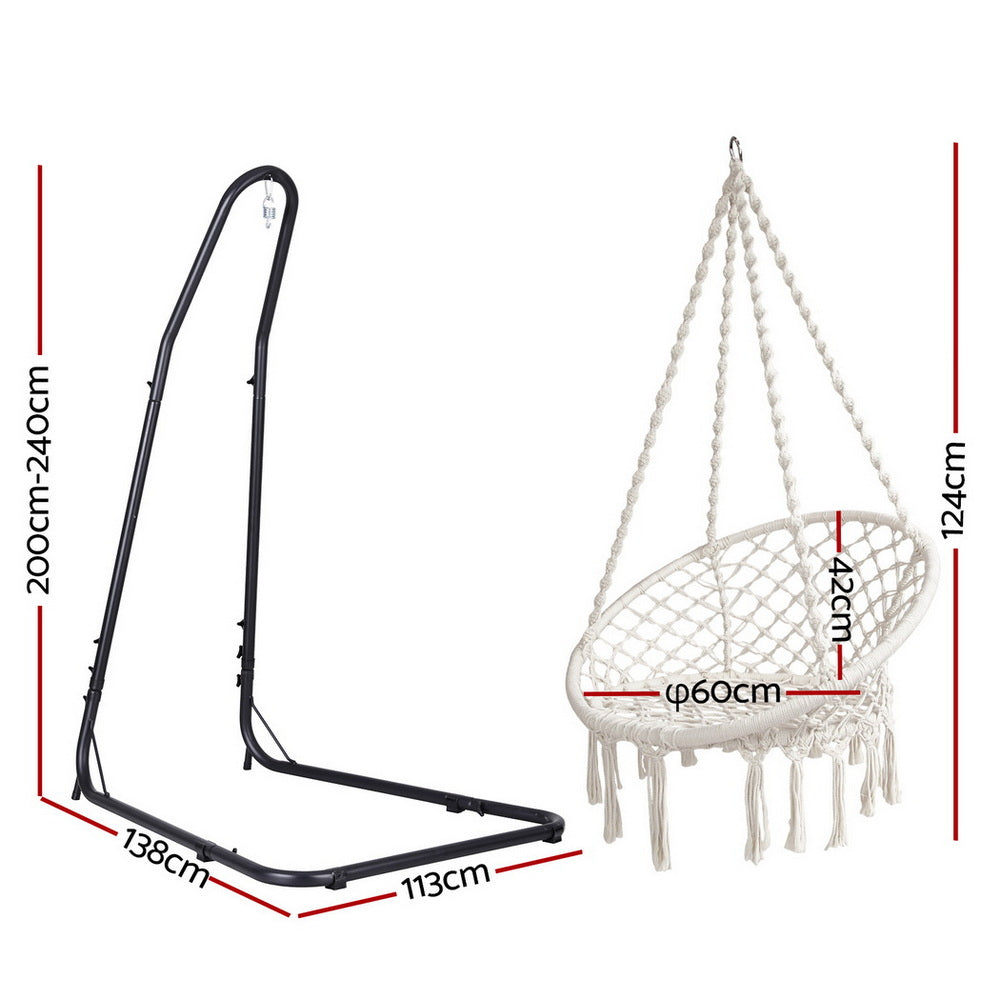 Gardeon Hammock Hanging Chair with Steel Stand-1
