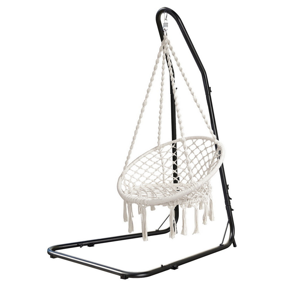 Gardeon Hammock Hanging Chair with Steel Stand-2