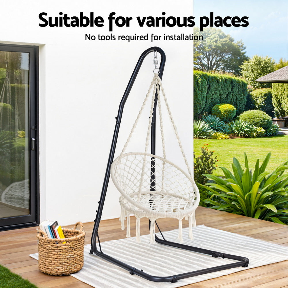 Gardeon Hammock Hanging Chair with Steel Stand-3