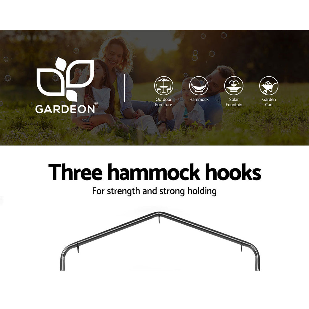 Gardeon Outdoor Hammock Chair with Stand Cotton Swing Relax Hanging 124CM Cream-2