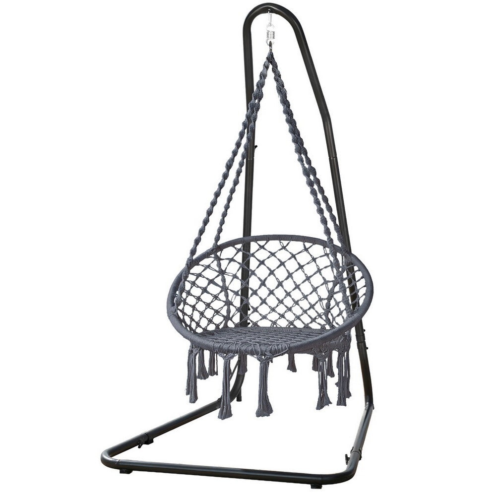 Gardeon Hammock Hanging Chair with Steel Stand-0