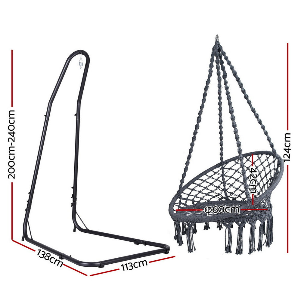 Gardeon Hammock Hanging Chair with Steel Stand-1