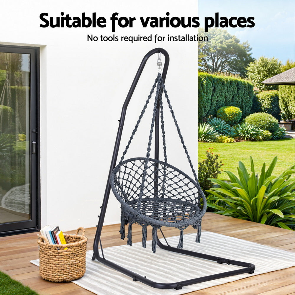 Gardeon Hammock Hanging Chair with Steel Stand-3