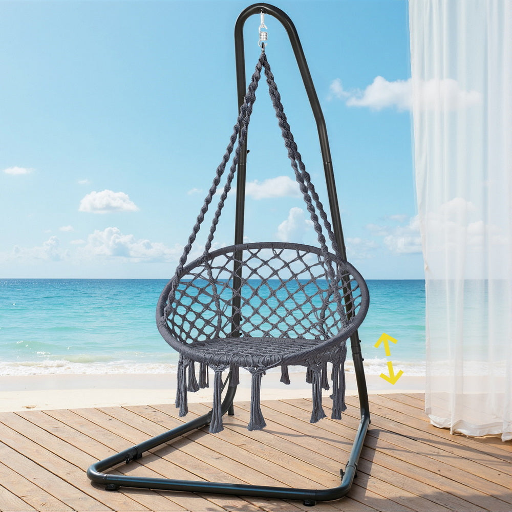 Gardeon Hammock Hanging Chair with Steel Stand-6
