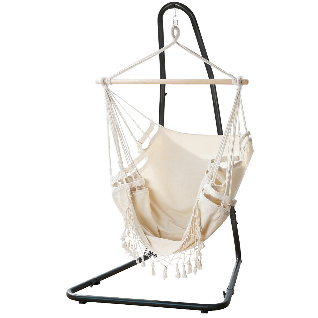 Gardeon Hammock Hanging Chair with Steel Stand-0