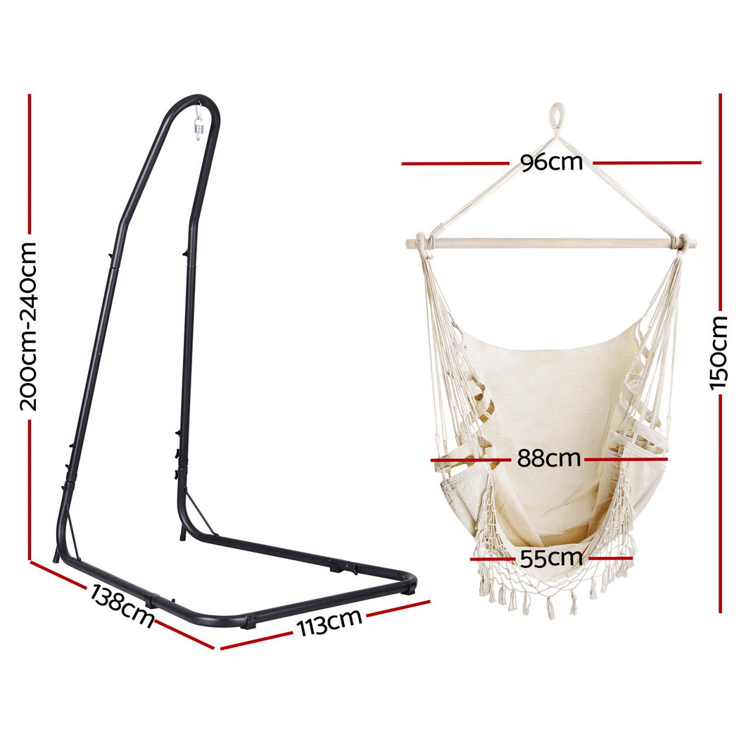 Gardeon Hammock Hanging Chair with Steel Stand-1
