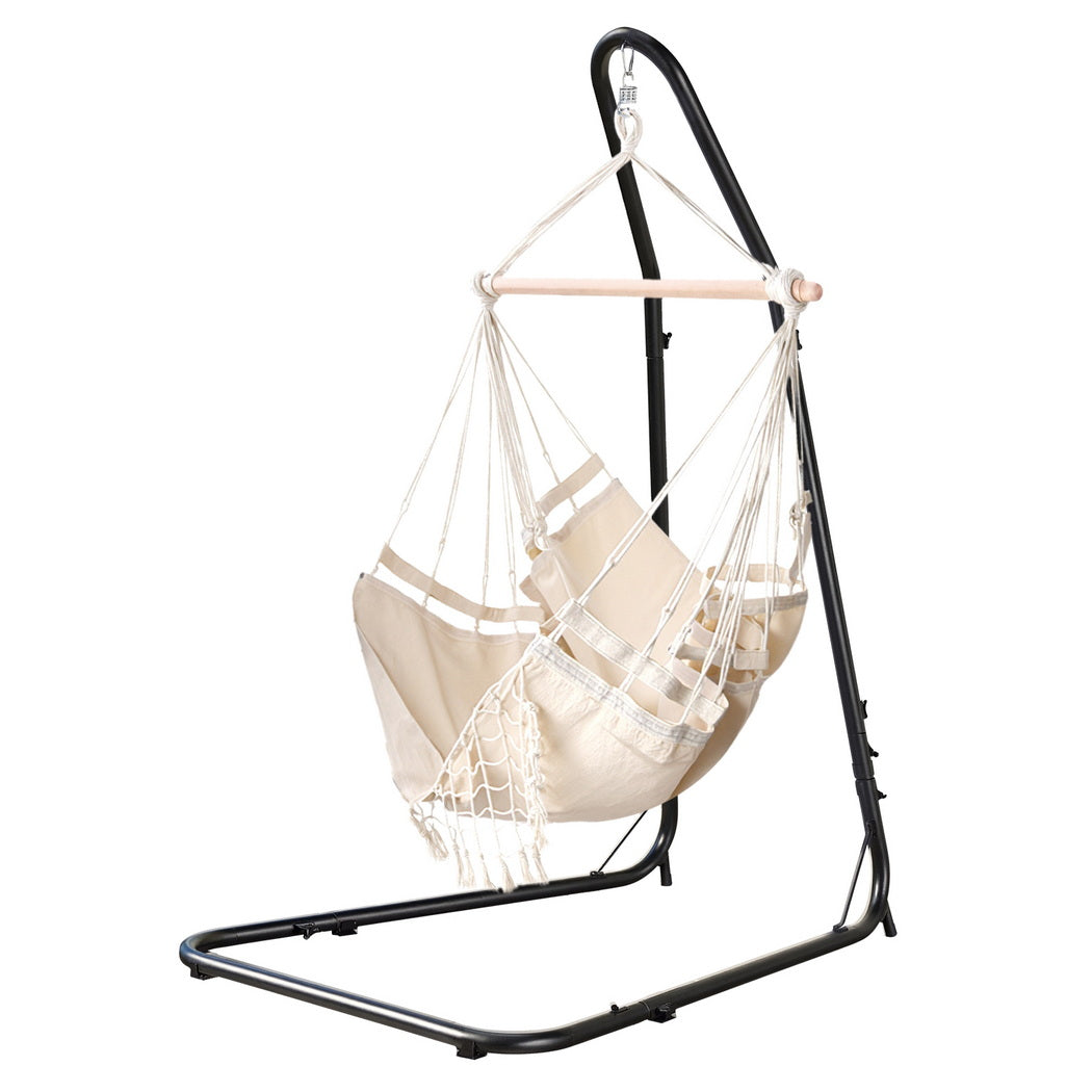 Gardeon Hammock Hanging Chair with Steel Stand-2