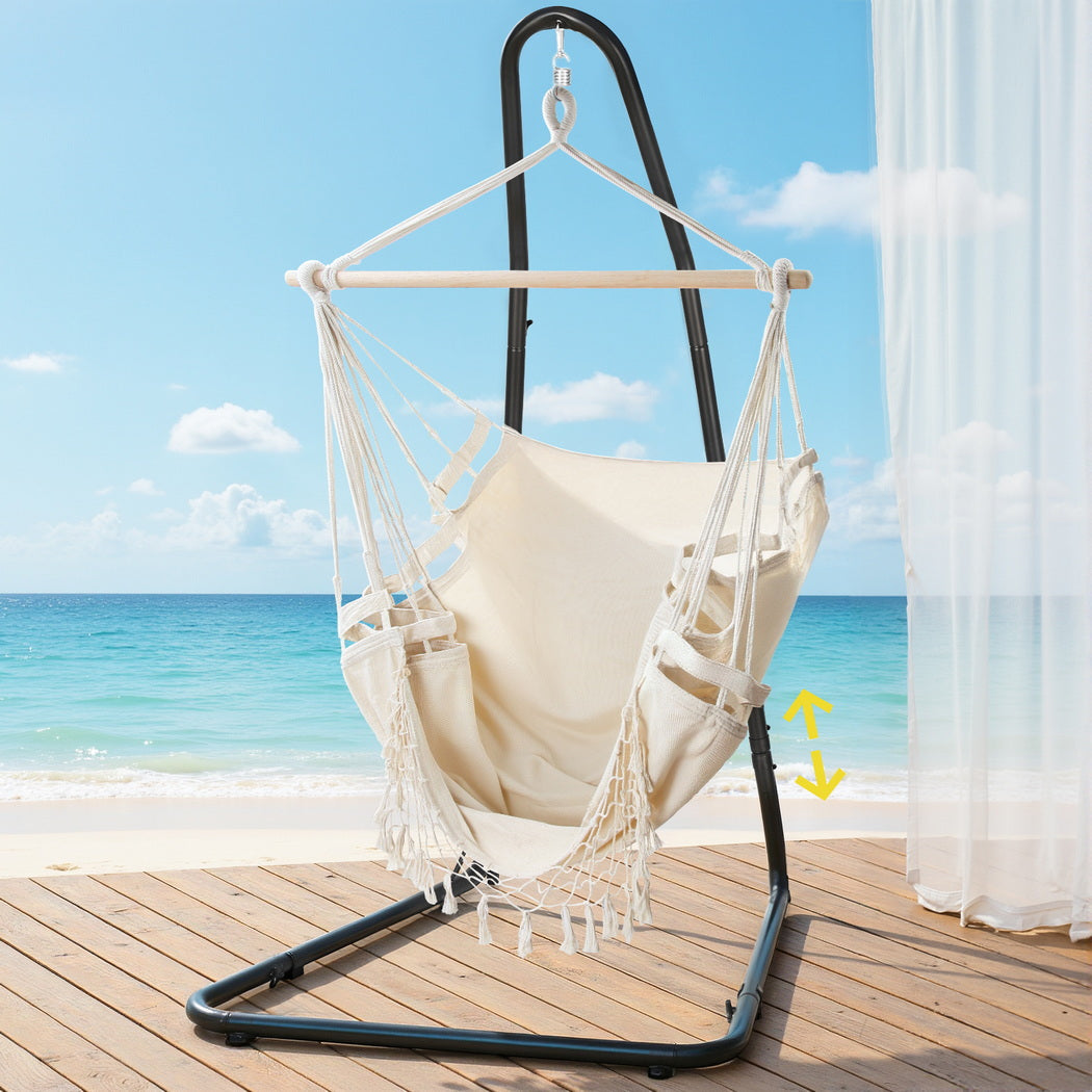 Gardeon Hammock Hanging Chair with Steel Stand-6