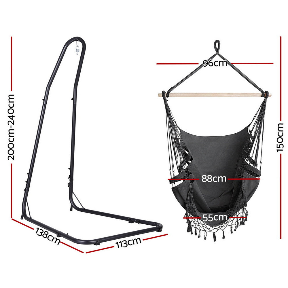 Gardeon Hammock Hanging Chair with Steel Stand-1