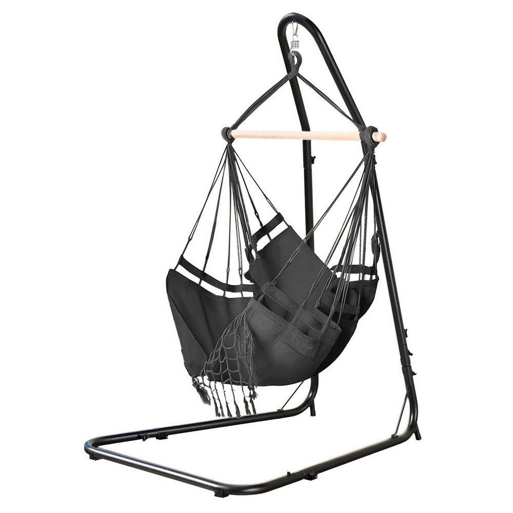 Gardeon Hammock Hanging Chair with Steel Stand-2