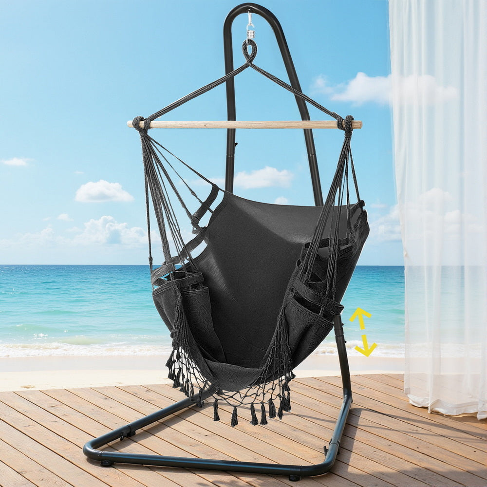 Gardeon Hammock Hanging Chair with Steel Stand-6
