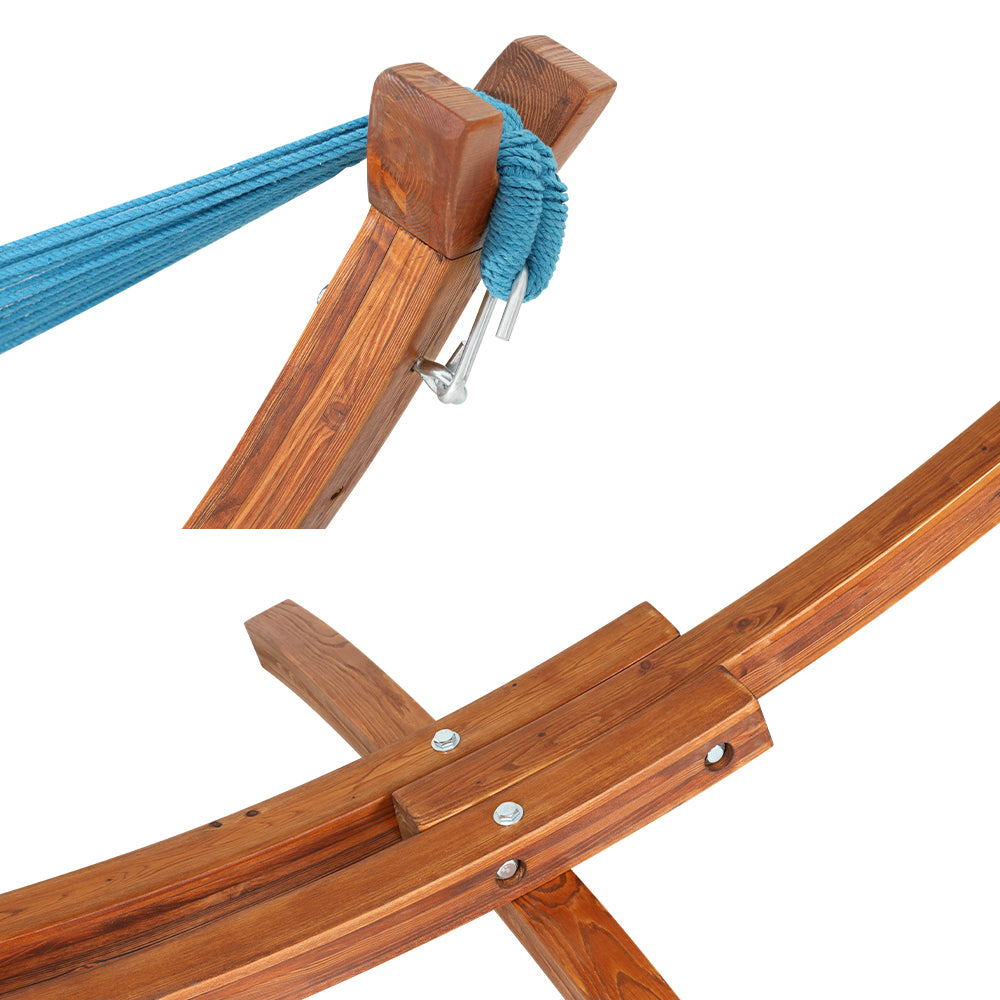 Gardeon Hammock Bed Outdoor Camping Timber Hammock Wooden Stand-2