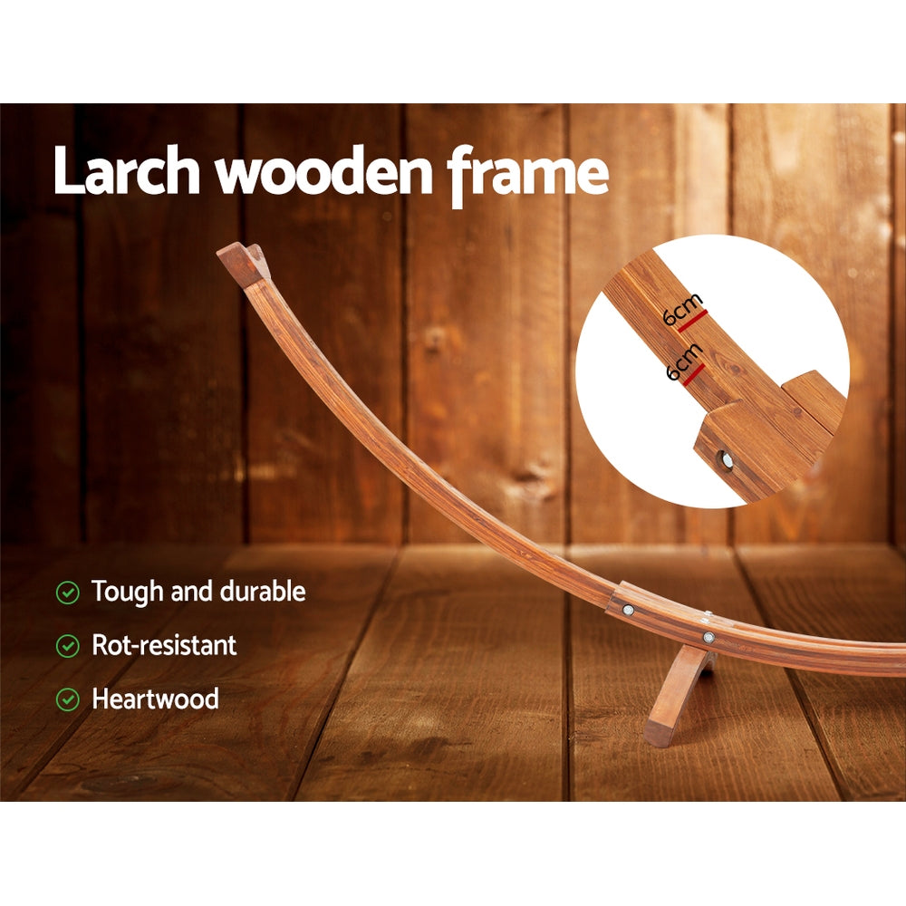Gardeon Hammock Bed Outdoor Camping Timber Hammock Wooden Stand-4
