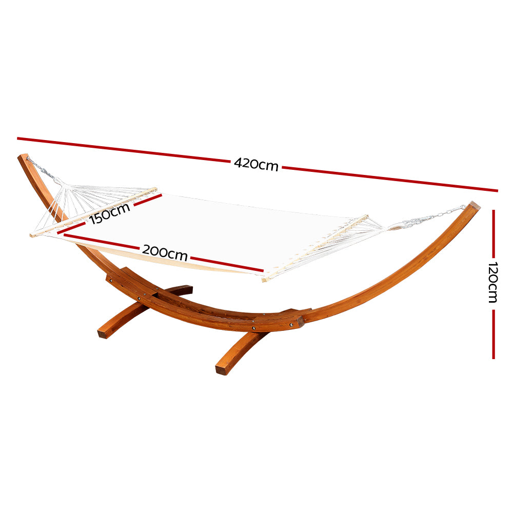 Gardeon Hammock Bed Outdoor Camping Garden Timber Hammock with Stand-1