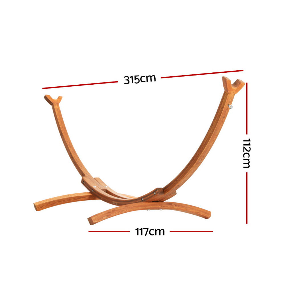 Gardeon Hammock Bed Stand Larch Wood 315cm Length-1
