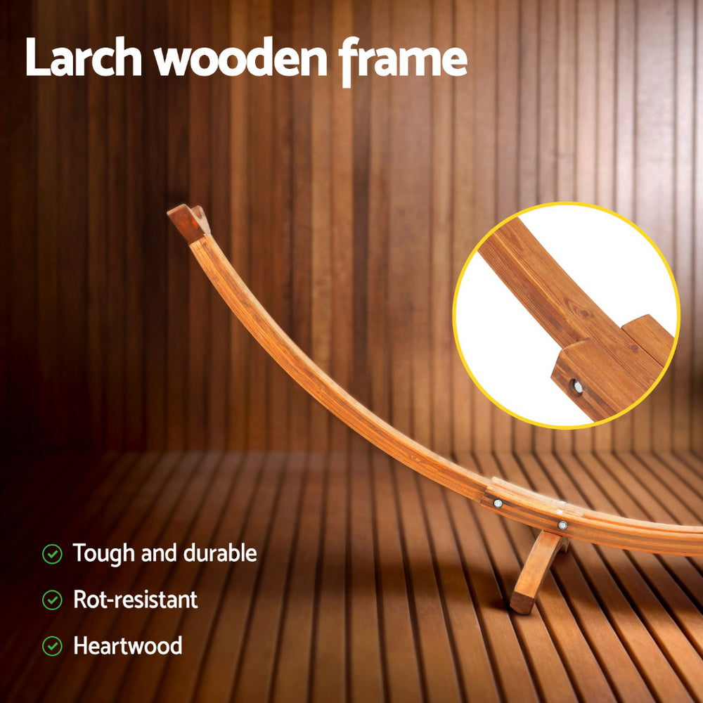 Gardeon Hammock Bed Stand Larch Wood 315cm Length-3