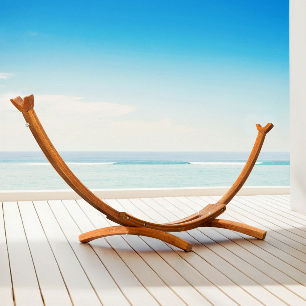 Gardeon Hammock Bed Stand Larch Wood 315cm Length-6