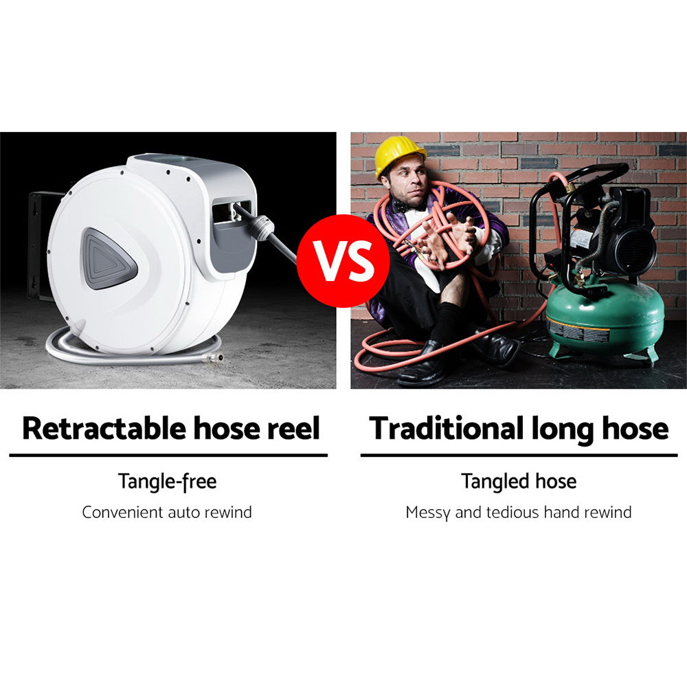 Giantz Air Hose Reel 20m Retractable Rewind Swivel Wall Mount Compressor Garage-10