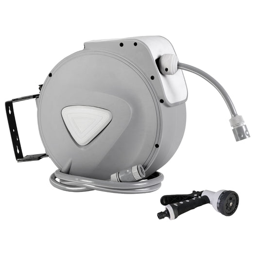 Water Hose Reel 10M Retractable Auto Rewind Garden Spray Gun-0