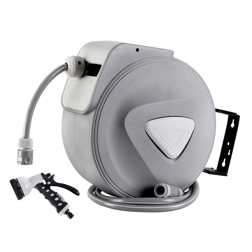 Water Hose Reel 30M Retractable Garden Auto Rewind Spray Gun-0