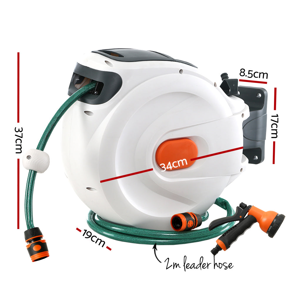 Greenfingers Water Hose Reel 20M Retractable Garden Spray Gun Auto Rewind-1