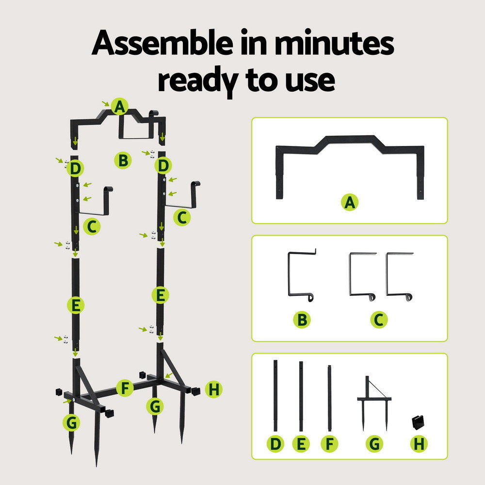 Green Fingers Garden Hose Holder Metal Portable Freestanding Hose Stand 4 Spikes Black-5