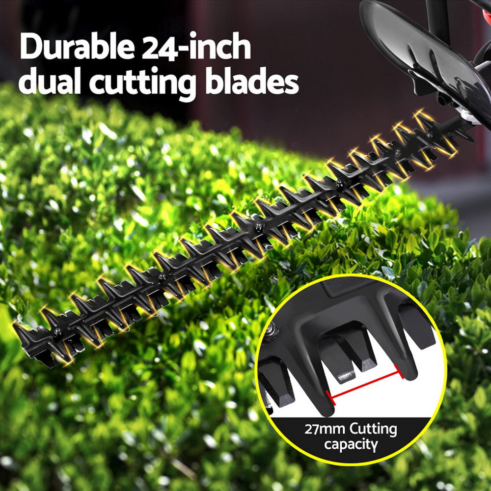 Giantz 25.4CC Petrol Hedge Trimmer 24" Dual Blade Tree Grass Garden Tool-4