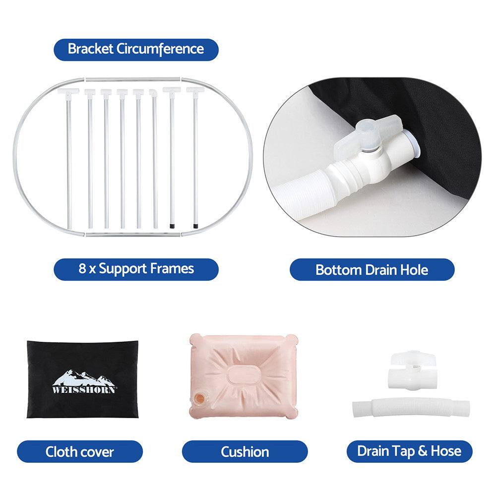 Weisshorn Portable Ice Bath Tub 120x70X70CM Inflatable Cold Water Folding Bathtub Spa Massage-5