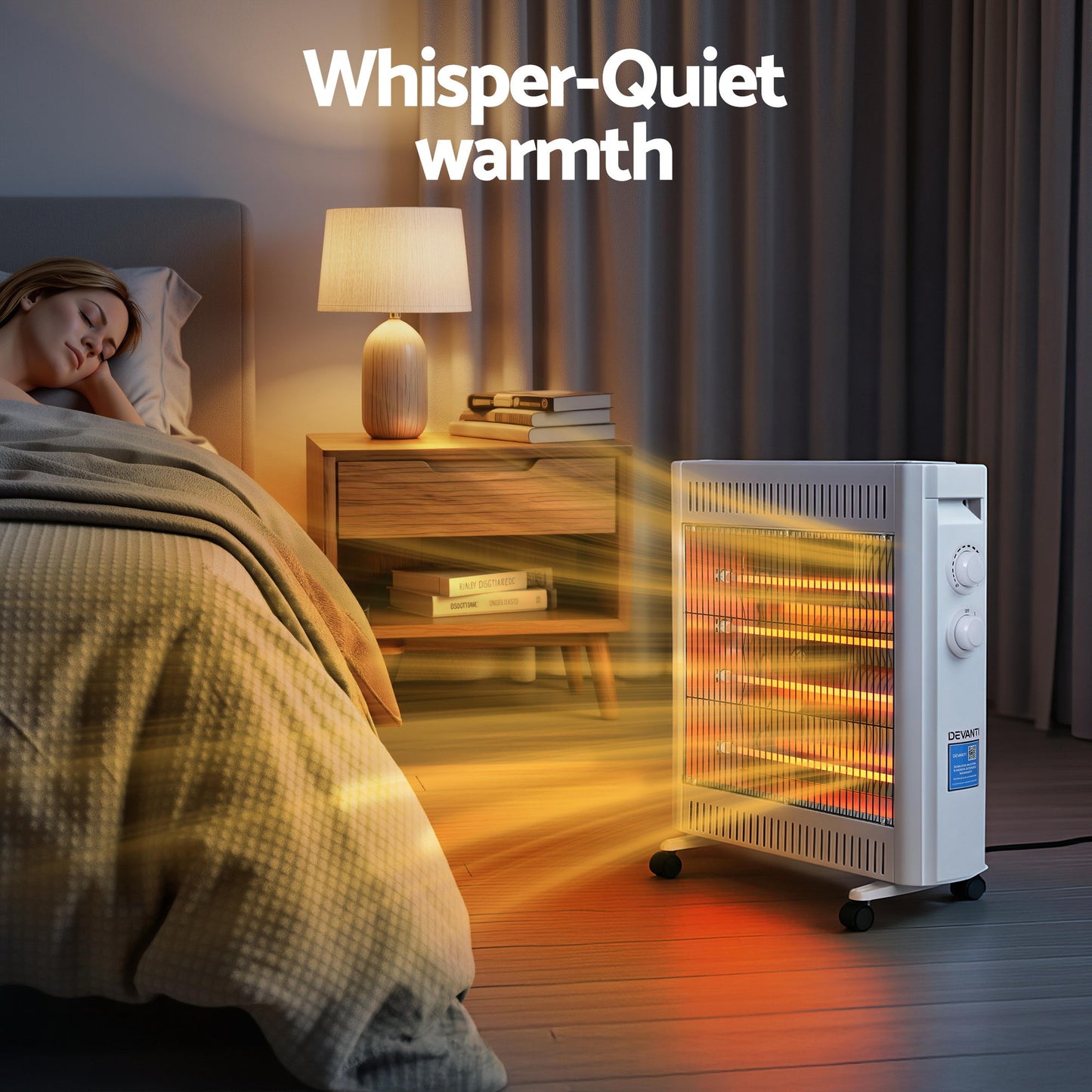 Devanti 2200W Infrared Radiant Heater Portable Electric Space Heating White