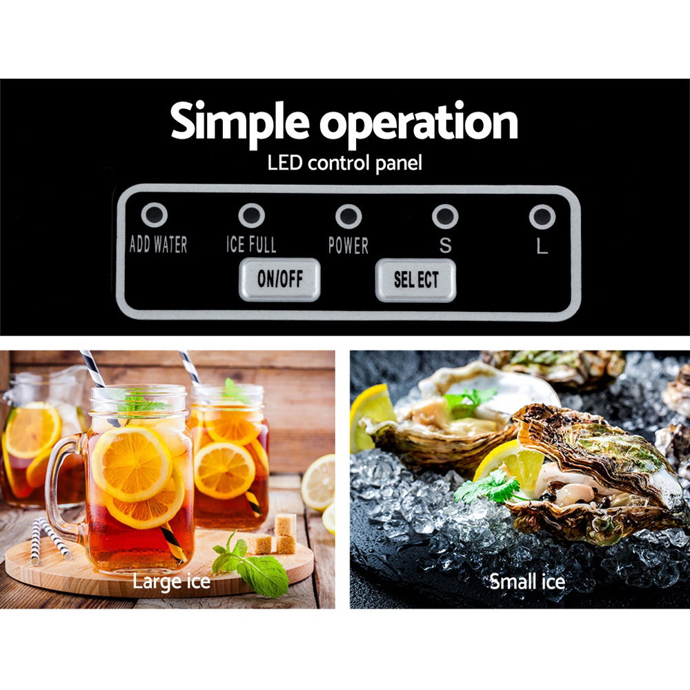 DEVANTi Portable Ice Cube Maker Machine 2L Home Bar Benchtop Easy Quick Black-4