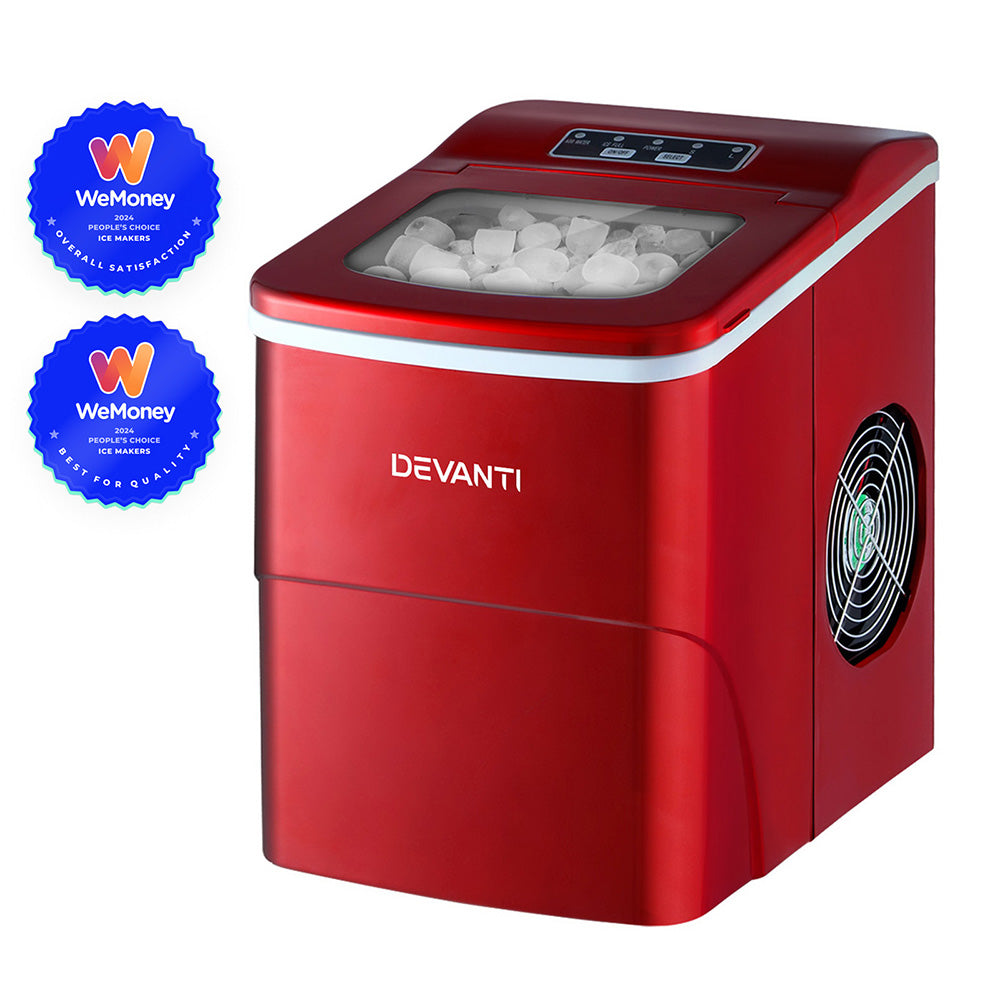 DEVANTi Portable Ice Cube Maker Machine 2L Home Bar Benchtop Easy Quick Red-0