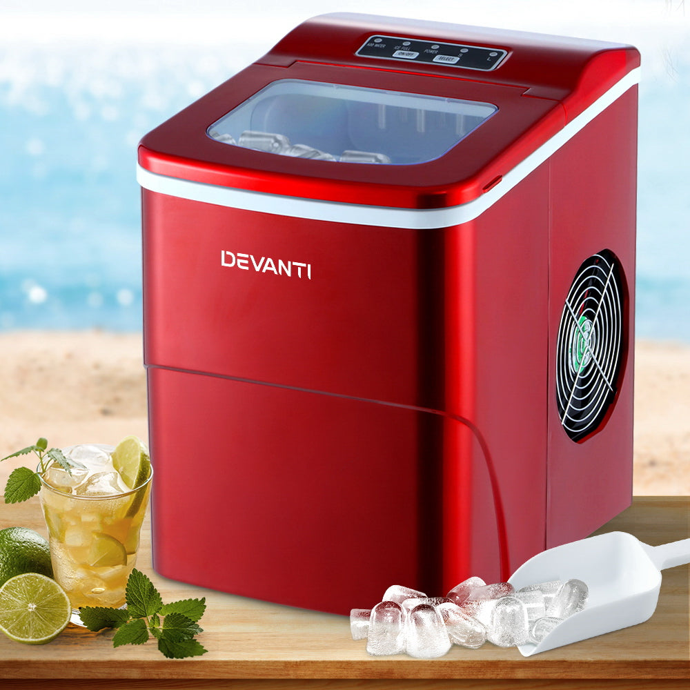 DEVANTi Portable Ice Cube Maker Machine 2L Home Bar Benchtop Easy Quick Red-7