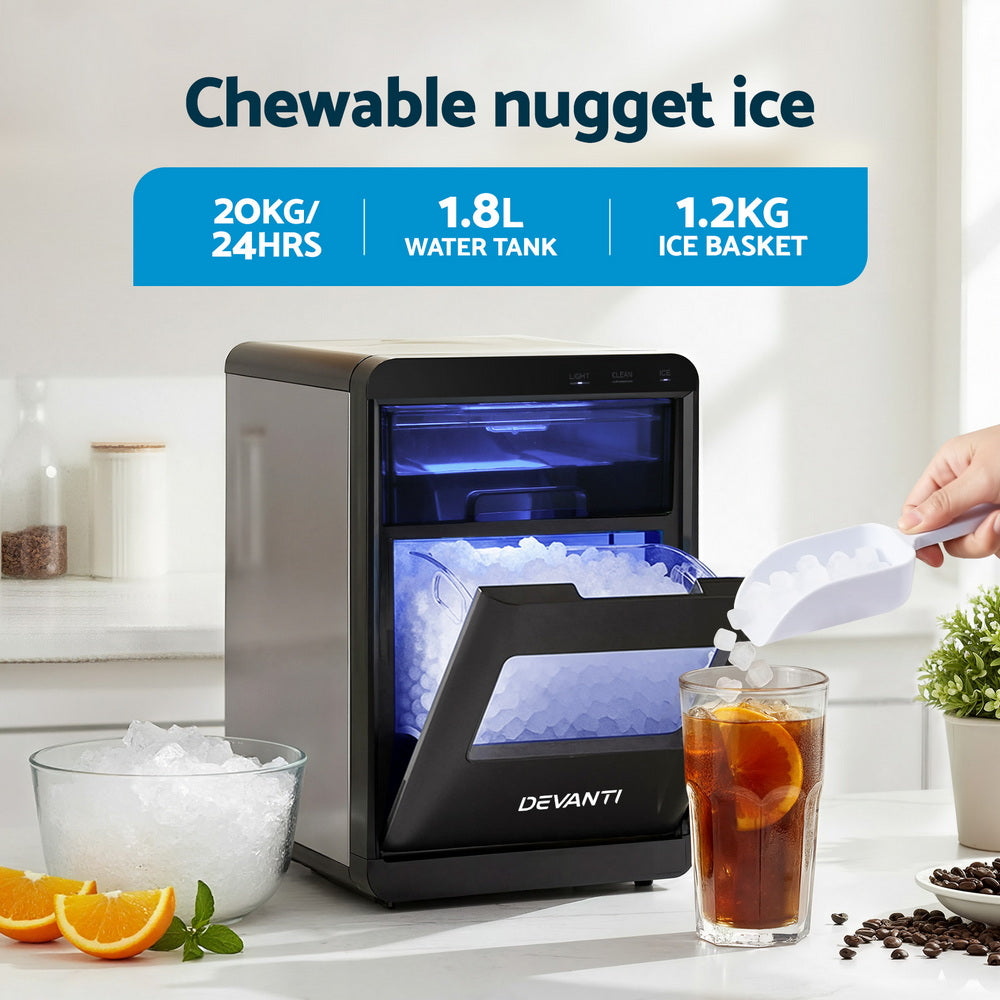 Devanti Ice Maker Machine 20kg Chewable Nugget Ice Countertop w/Self Cleaning-5