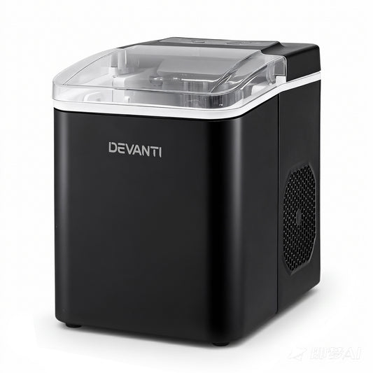 Devanti Ice Maker Machine Portable 12kg Countertop w/Self Cleaning 1.2L Black-0