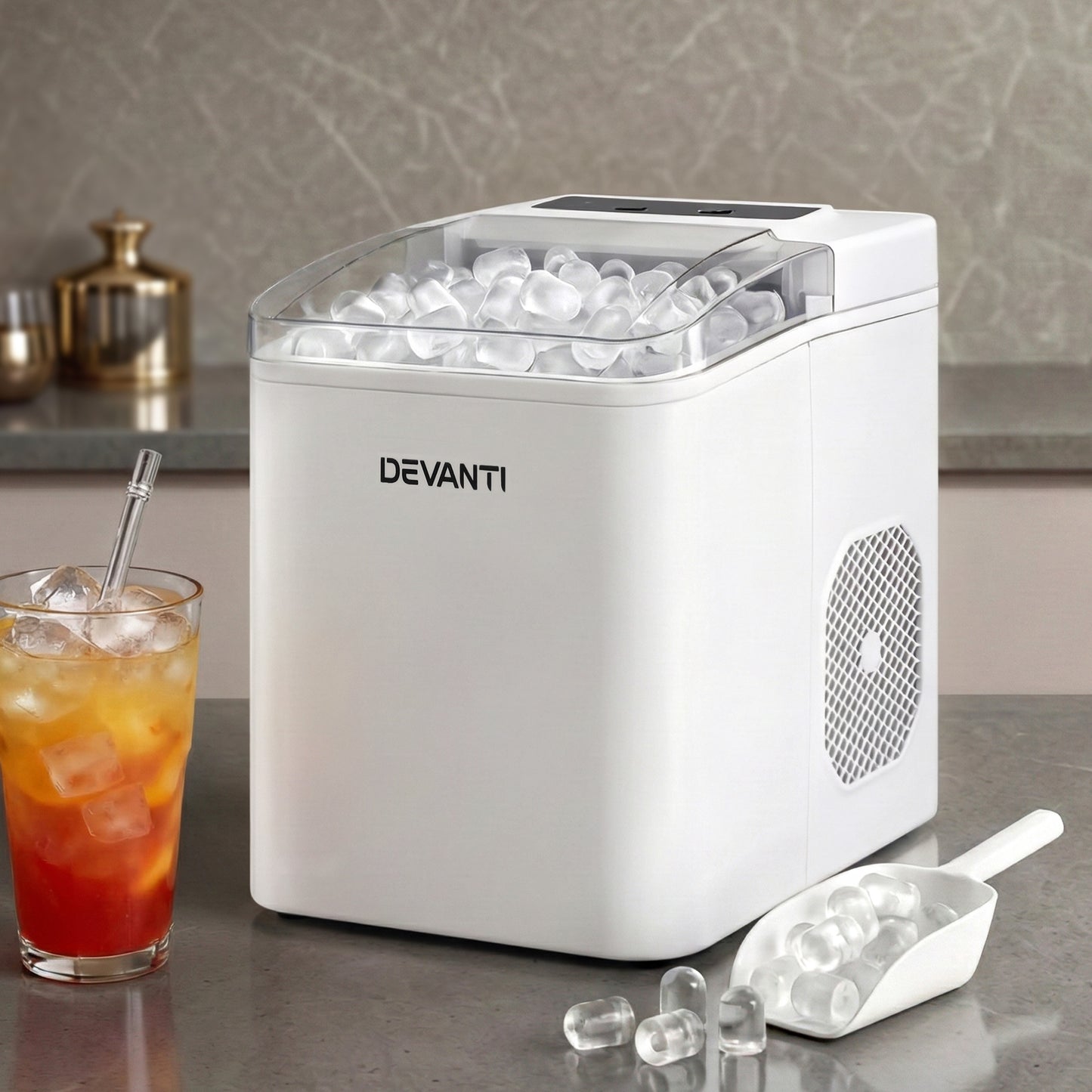 Devanti Ice Maker Machine Portable 12kg Countertop w/Self Cleaning 1.2L White-11