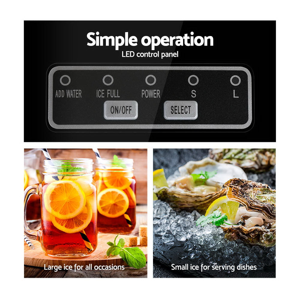 Devanti 2.4L Stainless Steel Portable Ice Cube Maker-3